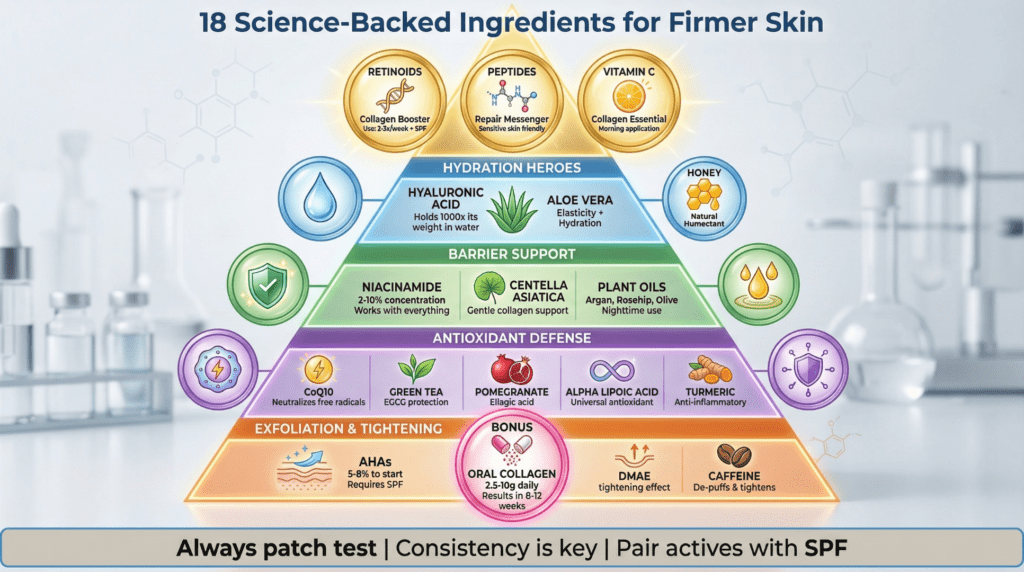 science backed ingredients for firmer skin infographic