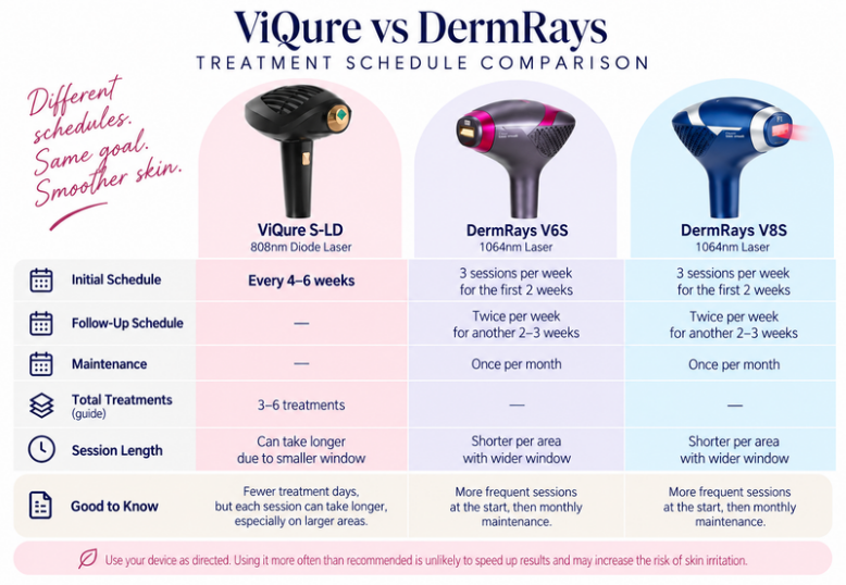 viqure vs dermrays treatment schedule